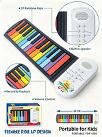 Piano pliable à 37 touches en silicone souple, clavier électronique pour enfants alimenté par piles, jouet éducatif d'apprentissage musical, cadeau pour enfants