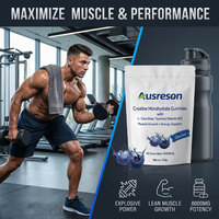 Ausreson Pré-entraînement Créatine BCAA L-Carnitine Taurine Vitamine B12 Gummies Compléments Sportifs 5000mg Créatine Monohydrate Gummies