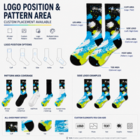 Chaussettes de sport à logo personnalisable, imprimées numériquement à 360 degrés, en polyester/nylon/coton/bambou/laine, séchage rapide