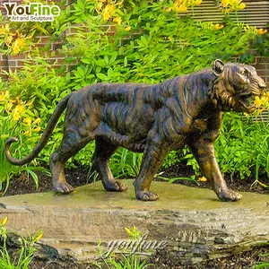 Custom Size Outdoor Park Decor Casting Tiger Sculpture Animals of the Jungle Bronze Statue