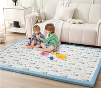 Tapis de jeu moderne à poils ras de 30 mm d'épaisseur, imprimé animaux mignons, écologique, antidérapant, en polyester, fabriqué à la machine, personnalisable