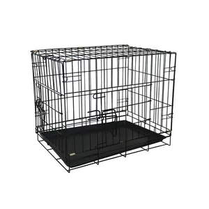 Zunhua Meihua China Wholesale black metal puppy cage pet dog kennel & crate double door