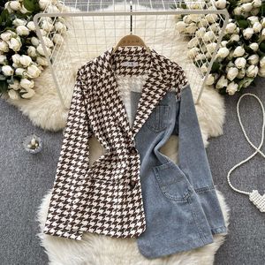 Großhandel Hochwertige Bluse Damen Anzug Jacke Mode Damen bekleidung Unregelmäßige Nähte Denim Tops - Product Image 1