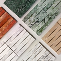 Lange Streifen-Naturstein-Mosaikfliesen für Gebogene Wand- und Säulenverkleidung in Badezimmer und Restaurant, Maßgefertigtes Marmor-Mosaik