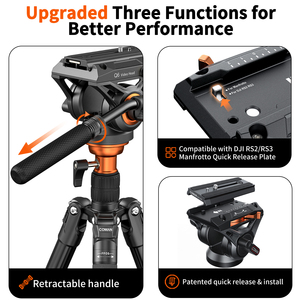 COMAN FF06S Q6 tête fluide trépied vidéo 8kg charge monopode détachable pour <span class=keywords><strong>Manfrotto</strong></span> DJI RS2 RS3 RS4 trépied à plaque de dégagement rapide - Product Image 4