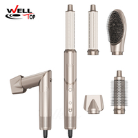 Sèche-cheveux ionique multi-styler pliable haute vitesse et faible bruit avec lisseur et boucleur, prise en charge de la langue française, 1400W, 3 vitesses