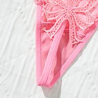 Nouvelle culotte sexy en dentelle transparente avec une grande broderie florale, nœud, séchage rapide, taille basse, sous-vêtements pour femmes