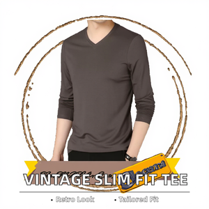 Camiseta de Verano de Alta Calidad, Vintage, Lisa, de Manga Larga, Corte Ajustado, 100% Algodón, 200 Gramos, Talla Grande para Hombre - Product Image 2