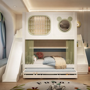 <span class=keywords><strong>Lit</strong></span> superposé artisanal en <span class=keywords><strong>bois</strong></span> <span class=keywords><strong>massif</strong></span> avec toboggan d'aventure et marches multi-tiroirs – Mobilier de chambre <span class=keywords><strong>junior</strong></span> pour chambre d'enfant haut de gamme - Product Image 2