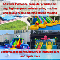 Nouveau design PVC petit parc aquatique commercial amusement extérieur été gonflable pieuvre toboggan avec piscine à vendre