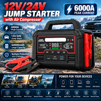 Démarreur de secours LiFePO4 12V 24V 64000mAh 8000A de crête PD100W, Batterie externe pour camions et voitures, Fournisseur OEM en gros pour les flottes