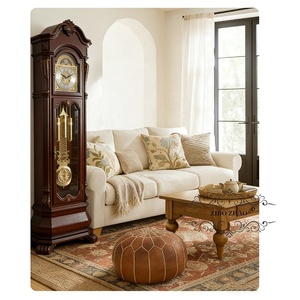 Orologio da Terra in Legno Massello Stile Country Francese, Orologio <span class=keywords><strong>a</strong></span> <span class=keywords><strong>Pendolo</strong></span> Rustico Vintage con Fasi Lunari, 4/4 Suonerie, Meccanico <span class=keywords><strong>Hermle</strong></span> - Product Image 3