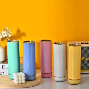Nouvelle bouteille d'eau droite de 20 oz avec chargement USB, blanche, vierge pour sublimation, non conique, avec haut-parleur intégré, tasse musicale, gobelet de 20 oz - Product Image 4