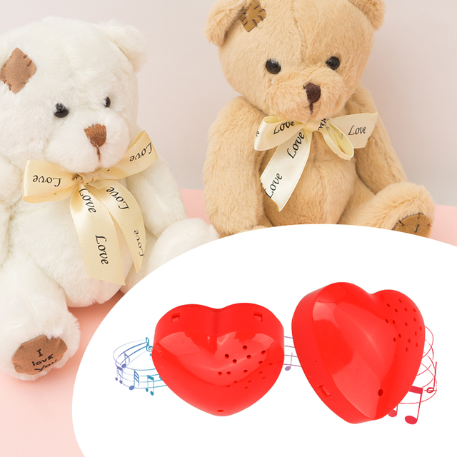 ABS Plastic Mini Voice Recorder with Big Heart-shaped Button Teddy Bear Toy Sound Module for Stuffed Toys