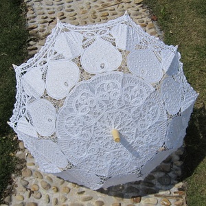 Ricamo del Cuore Della Pesca Del Cotone Del Merletto Ombrello Parasole di Cerimonia Nuziale Regali Puntelli <span class=keywords><strong>Foto</strong></span> - Product Image 2