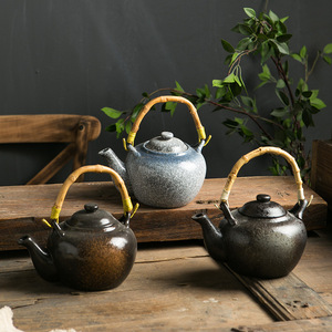 Japanese Retro Vintage Ceramic Porcelain Tea Pot <strong>Kettle</strong> with Rattan Handle High Quality Set for Coffee <strong>Matcha</strong> Bowls Stocked - Product Image 4