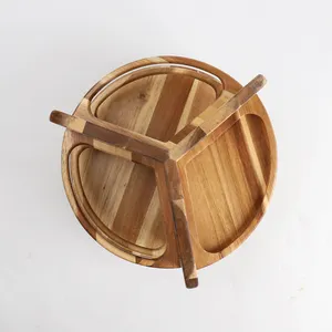360 תואר acacia עץ עצלן סוסאן מארגן 2-שכבות מתלה תבלינים עצלן susan עבור ארון מטבח ארון