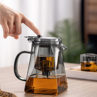 750ml 950ml cliquez sur filtre thé séparation de l'eau maison service à thé verre résistant à la chaleur élégant tasse bulle théière
