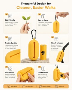 Distributeur de sacs à déjections canines en silicone biodégradable portable avec crochet pour usage extérieur - Vente en gros - Product Image 6