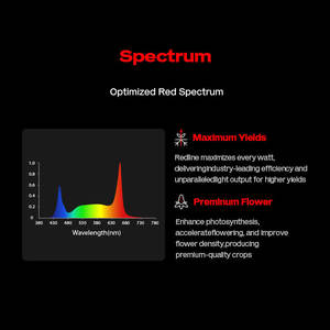 Lámpara LED de Cultivo de Espectro Completo Redline de 3.2mol/J y 800W, 4x6 Pies, con Clasificación IP66, Regulable, con Lente Totalmente Sellada - Product Image 3