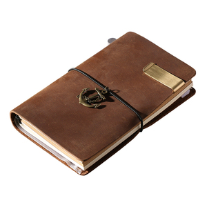 Personalizado de couro marrom genuíno, sketchbook viagem diário dairy para homens e mulheres 16x10.5cm/6.5x4 in - Product Image 4