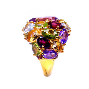 Bague de cocktail personnalisée en argent sterling 925 plaqué or faite à la main avec pierres semi-précieuses Bague fine en vermeil d'éternité plaquée or - Product Image 4