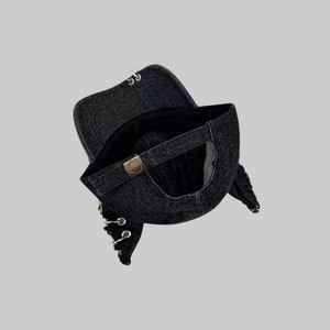 Casquette de baseball d'été transfrontalière unisexe à 6 panneaux, style Hip-Hop, avec oreilles de chien <span class=keywords><strong>Dubin</strong></span> en PVC, effet déchiré - Product Image 4