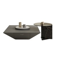 Juego de Mesa de Centro de Estilo Italiano, Ligero y Lujoso, con Forma de Triángulo Invertido, Mesa Auxiliar Cuadrada de Diseño Minimalista para Sala de Estar, con Marco de Madera