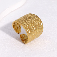 Beliebter Edelstahl Offener Ring Cool Minimalistisch 18K Vergoldet Wasserdicht Breit Verstellbar Damenring Mode Party Schmuck