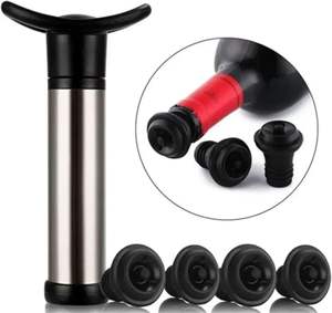 Bouchon de <span class=keywords><strong>bouteille</strong></span> de vin en acier inoxydable avec pompe à vide, en silicone alimentaire, anti-fuite, pour conserver la fraîcheur du vin, idéal pour les bars - Product Image 2