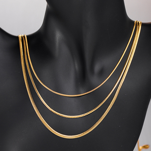 Chine Usine En Gros En Acier Inoxydable De Mode Cubain Clavicule Lien Chaîne Plaqué Or Colliers pour Hommes et Femmes - Product Image 1