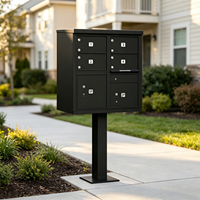 Boîte aux lettres de type V approuvée par la USPS, boîte aux lettres multi-portes noire, 6 compartiments pour appartement et usage résidentiel