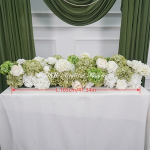DKB Artificial Flowers Decor Handmade High Simulation Artificial White Green Flower <b>Runner</b> for Wedding Table deco - Product Image 2