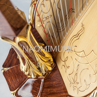 Harpe à pédales de concert avancée, gravée, marque Bow Brand, 47 cordes, gamme G0-C7, ensemble complet avec chariot extensible