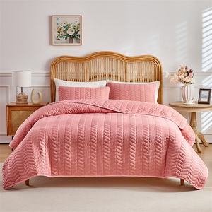 जुड़वां आकार बिस्तर सेट 3 pccs माइक्रोफाइबर बिस्तर के साथ पूर्ण होटल सफेद गेहूं शेफ ठोस पैचवर्क क्ल्ट सेट - Product Image 2