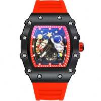 Mode loisirs sport montre automatique creux étanche hommes poignet cosmonaute carré baril montre à Quartz