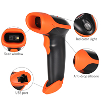 MJ2818 Lector de Códigos QR 1D 2D Portátil, Escáner de Códigos de Barras USB con Cable para Supermercados y Almacenes