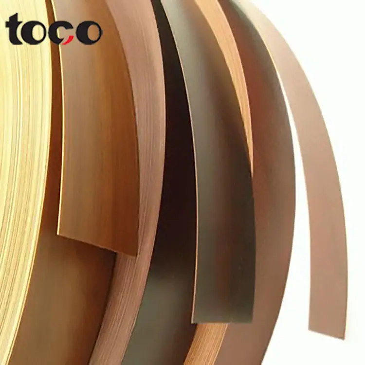 Furnitur Emas Toco Meta Countertop Foshan Plastik Pvc Digunakan Gloss Tinggi Pvc Tepi Pita Pita Berbagai Warna