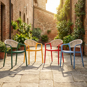 <span class=keywords><strong>Chaise</strong></span> d'extérieur empilable en plastique PP <span class=keywords><strong>avec</strong></span> accoudoirs, idéale pour jardin, terrasse et salle à manger, <span class=keywords><strong>avec</strong></span> corde, pour mobilier <span class=keywords><strong>de</strong></span> <span class=keywords><strong>salon</strong></span> - Prix usine - Product Image 1