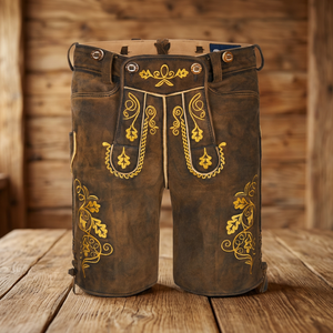 Pantalones Cortos de Lederhosen para Hombre, Cintura Alta, Bordado Floral, Cierre de Botones, Transpirables, Estilo Bávaro Casual - Product Image 3
