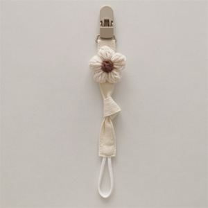 Clip para Chupete de Tela de Algodón Ecológico con Flor de <span class=keywords><strong>Ganchillo</strong></span>, Cadena para Chupete Vintage con Diseño de Cuadros, Soporte para Chupete de Bebé - Product Image 6