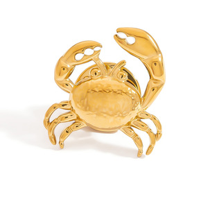 Broche de Cangrejo de Acero Inoxidable, Color Dorado, Tema Oceánico, Forma de Animal, Regalo Unisex, Pin de Moda - Product Image 5