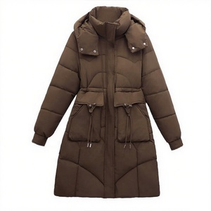 Blouson d'hiver en duvet et coton pour <span class=keywords><strong>femme</strong></span> Boying, nouveau style, à capuche, décontracté, avec ceinture ajustable et doublure en polyester amincissante et tendance - Product Image 2