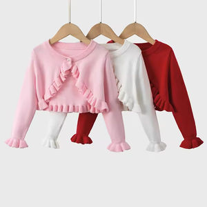 Nouvelle Collection Automne : Cardigan en Coton Tricoté pour Bébé Fille, Manteau Enfant Couleur Unie à Col Rond, Pull Châle pour Tout-Petits - Product Image 1