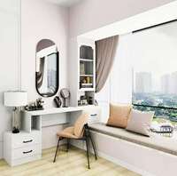 Vente en gros d'usine, nouvelle armoire de chambre à coucher en bois gris de luxe, meubles de maison, appartement, miroir intelligent, coiffeuse