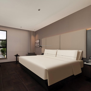 Commercial Hotel Room Furniture Standard Wood <b>Queen</b> <b>Bed</b> <b>Frame</b> with Oversized Upholstered Headboard for 3 Star Hotel Bedroom Sets - Product Image 1