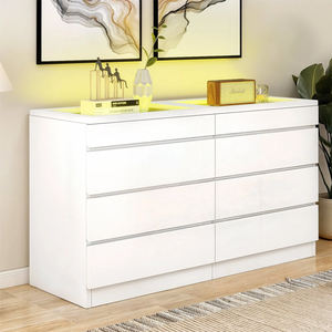 Meubles <span class=keywords><strong>de</strong></span> chambre à coucher blancs à 6 tiroirs pour vêtements d'enfants Commodes à bijoux pour bébés avec dessus en verre - Product Image 3