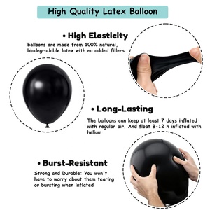 100 ballons en latex de haute qualité de 12 pouces pour la décoration de fêtes d'<span class=keywords><strong>anniversaire</strong></span>, d'Halloween et de Noël, couleur noire, lot de 100 ballons de 12 pouces - Product Image 3