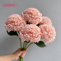 TH1543 Fleurs artificielles en soie de haute qualité, Hortensias pêche à grande tête pour la décoration de mariages et d'événements