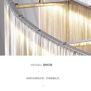 Lámpara colgante rectangular con borlas, LED, altura ajustable, para sala de estar, dormitorio, comedor, barra de bar - Product Image 4